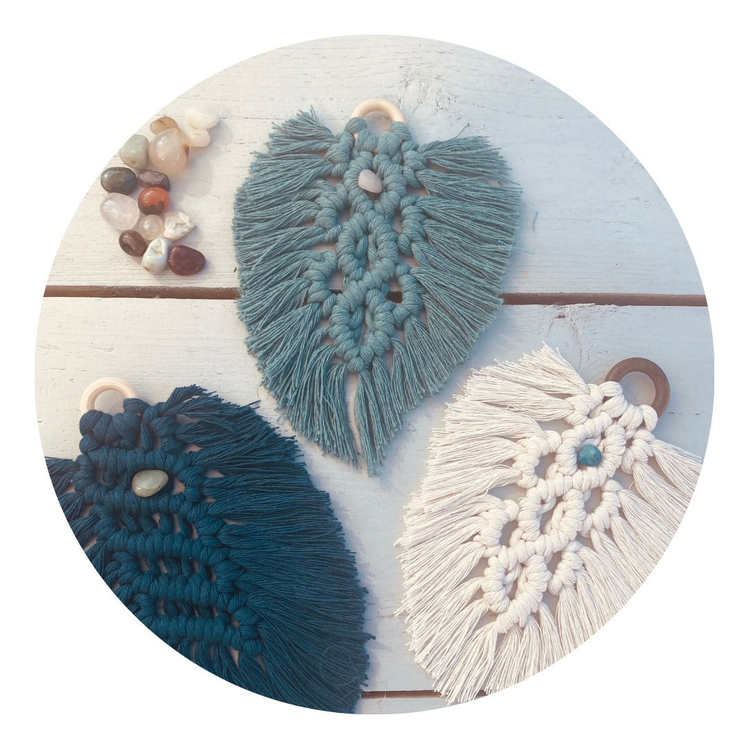 macrame veer of bladje met knopen
